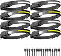 Headlamp Rechargeable 8 Pack, LED Headlight Flashlight Super Bright with 230° Wide Beam, 5 Modes Waterproof Head Lamp for Outdoor Hiking Running Camping