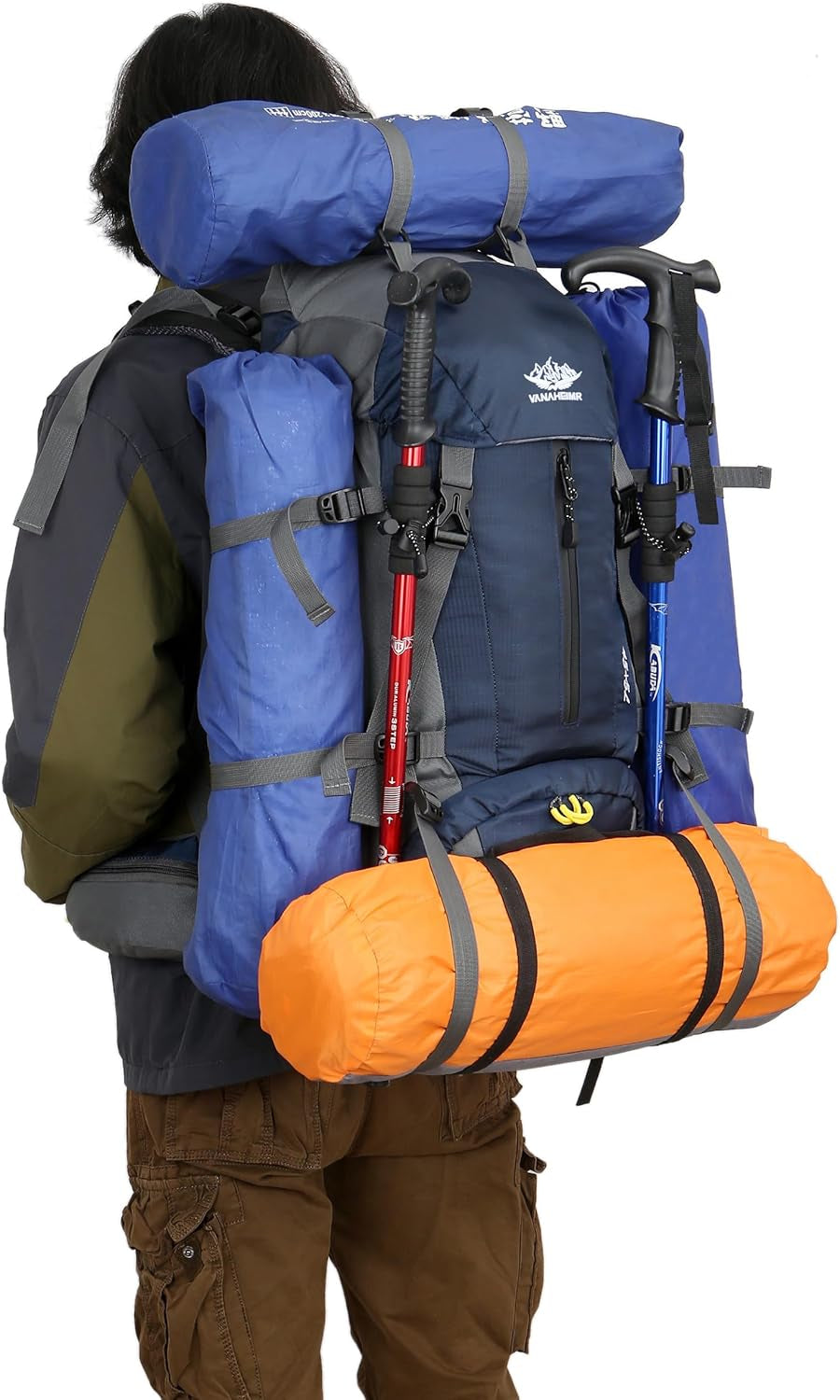 50L(45+5) Waterproof Hiking Backpack Outdoor Daypack W/Rain Cover