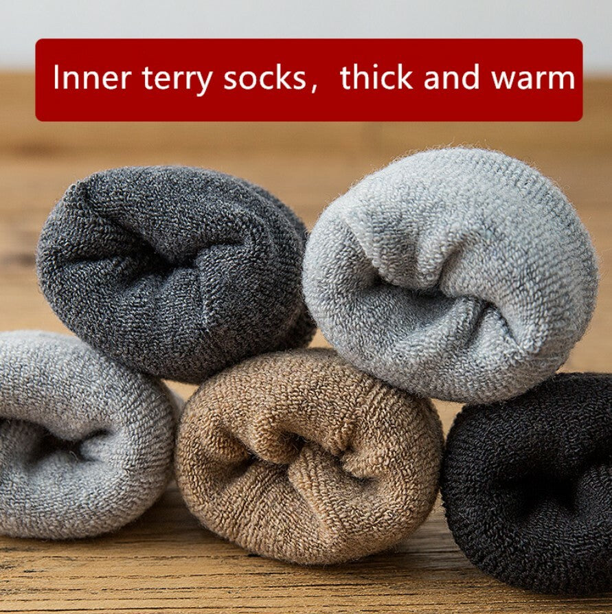 5 Pairs Men Merino Wool Cushioned Fleece Thermal Thick Warm Hiking Heavy Socks