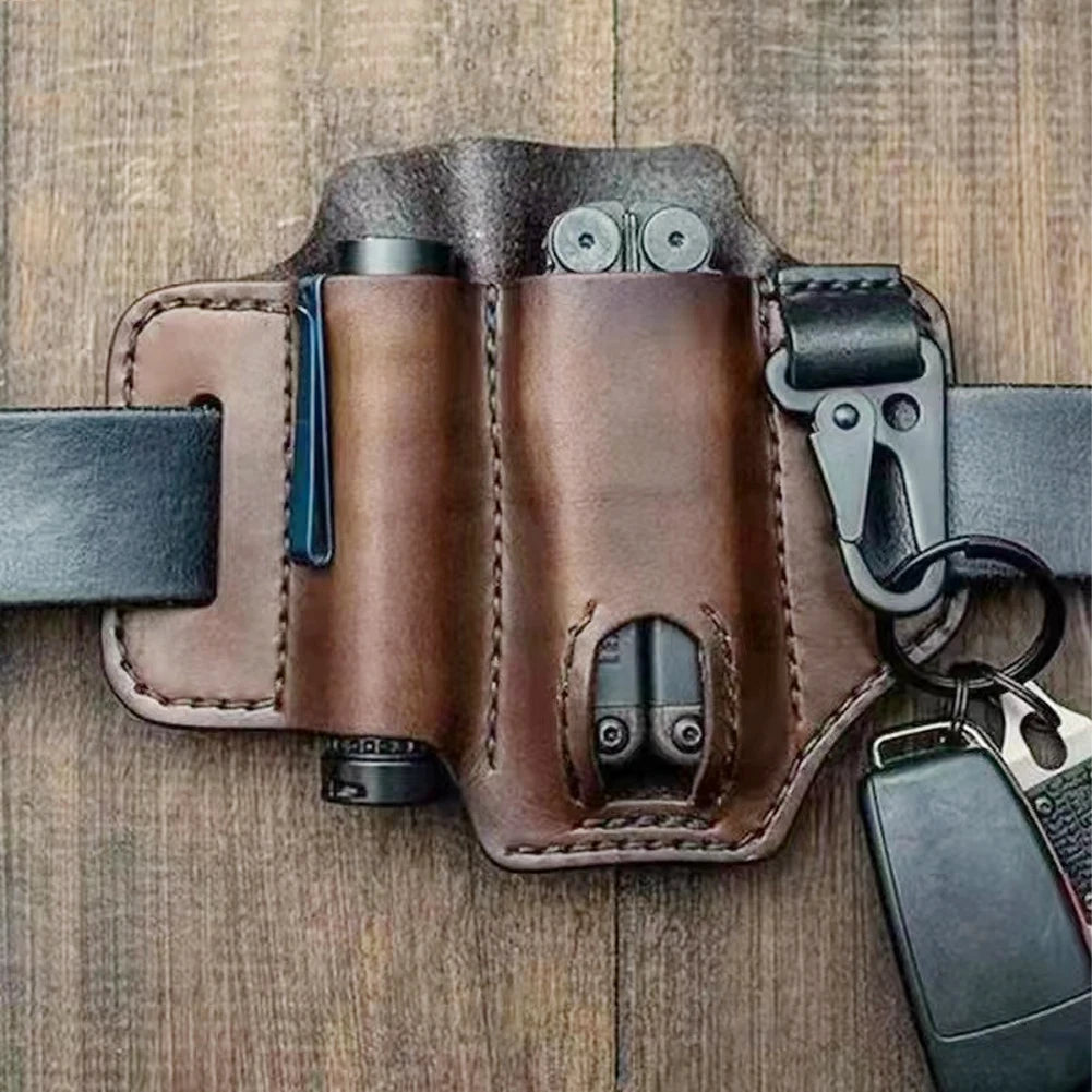 1Pc Tactical Multi-Tool Belt Leather Case Outdoor Camping Hunting Waist Bag Portable Storage Bag Outdoor Tool Outdoor Tool Kit