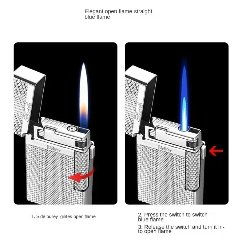Metal Windproof Torch Gas Lighter Double Flame Butane Lighter Smoking Accessory Gadgets for Men Gift Cigarette Lighter