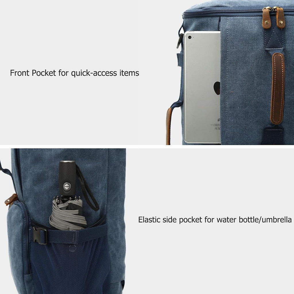 40L Travel Backpack, Vintage Canvas Rucksack Convertible Duffel Bag Carry on Backpack Fit for 17.3 Inch Laptop Bag, Blue