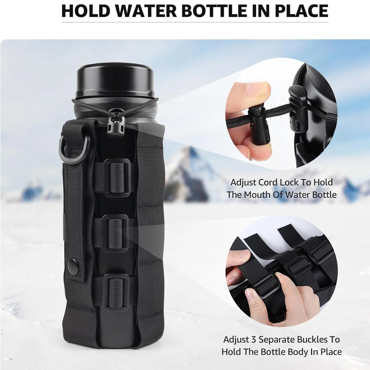 Molle Water Bottle Holder Pouch for Backpack Water Bottle Holder Molle Pouch Adjustable Belt Molle Pouches Water Bottle Carrier