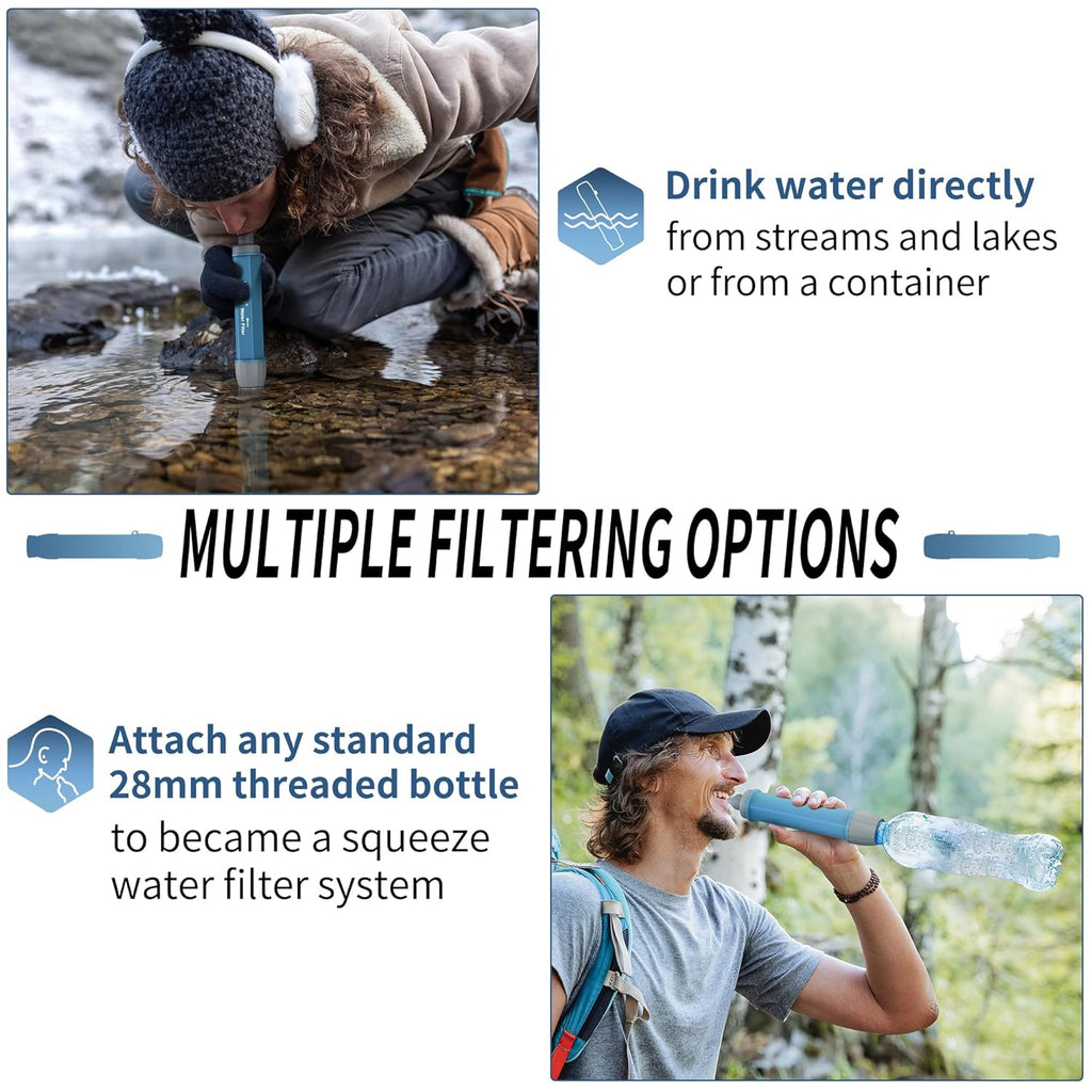 Emergency Water Filter Straw for Survival, Camping & Hiking, 4 Pack