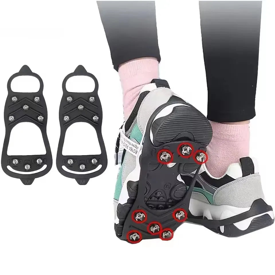8 Teeth Ice Gripper Spike Shoes Winter Outdoor Anti-Slip Hiking Mountain Climbing Ice Snow Crampons Anti-Slip Shoe Covers Grip