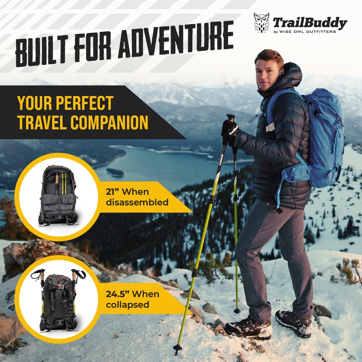 Trekking Poles – Lightweight 7075 Aluminum Hiking Poles for Women, Men & Seniors – Collapsible Walking Sticks for Travel, Trails & Balance