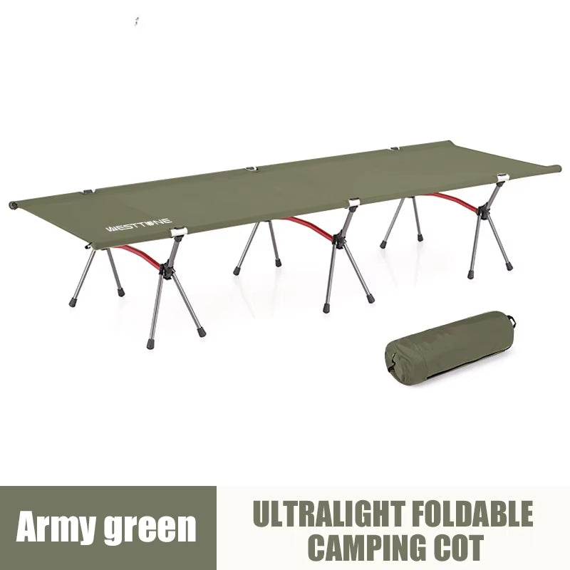 WESTTUNE Camping Cot Portable Folding Bed Ultralight Aluminum Alloy Sleeping Cot for Outdoor Hiking Backpacking Travel