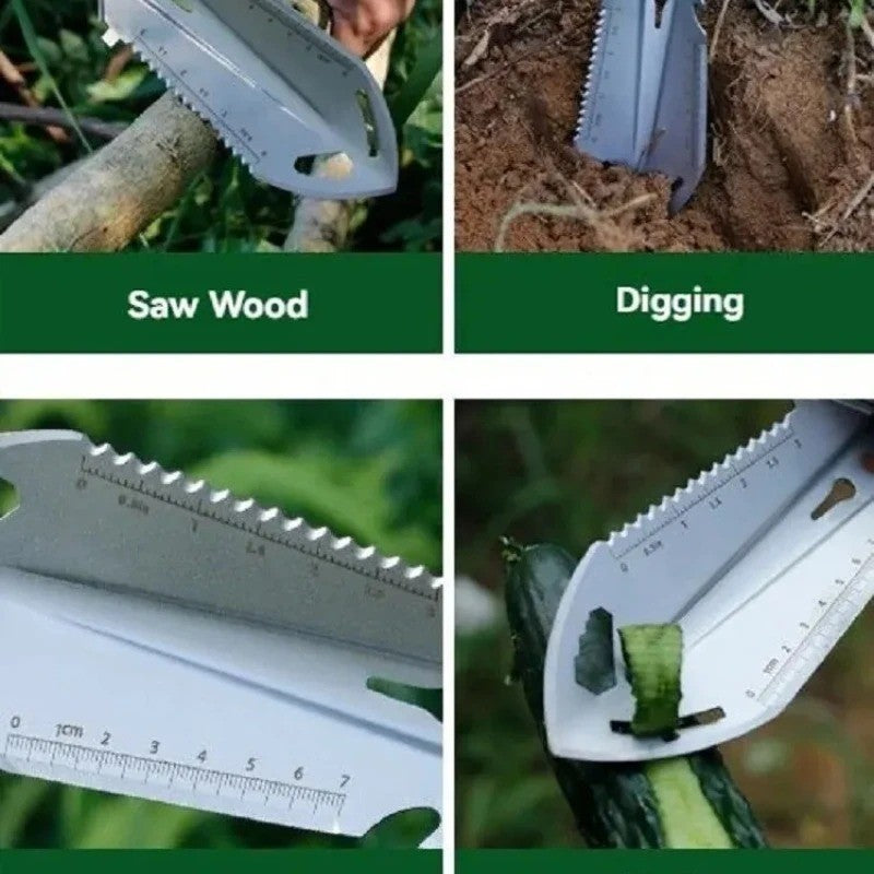 Tactical Survival 6-In-1 Multi-Tool Shovel for Camping, Hiking, Garden Use