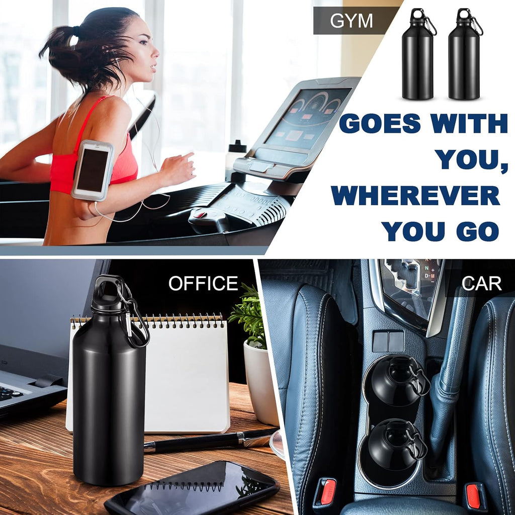 Aluminum Water Bottle 20 Oz Reusable Bottles Lightweight Leak Proof Aluminum Sports Travel Bottles with Twist Cap Buckle for Gym, Hiking, Cycling, Camping, Fishing