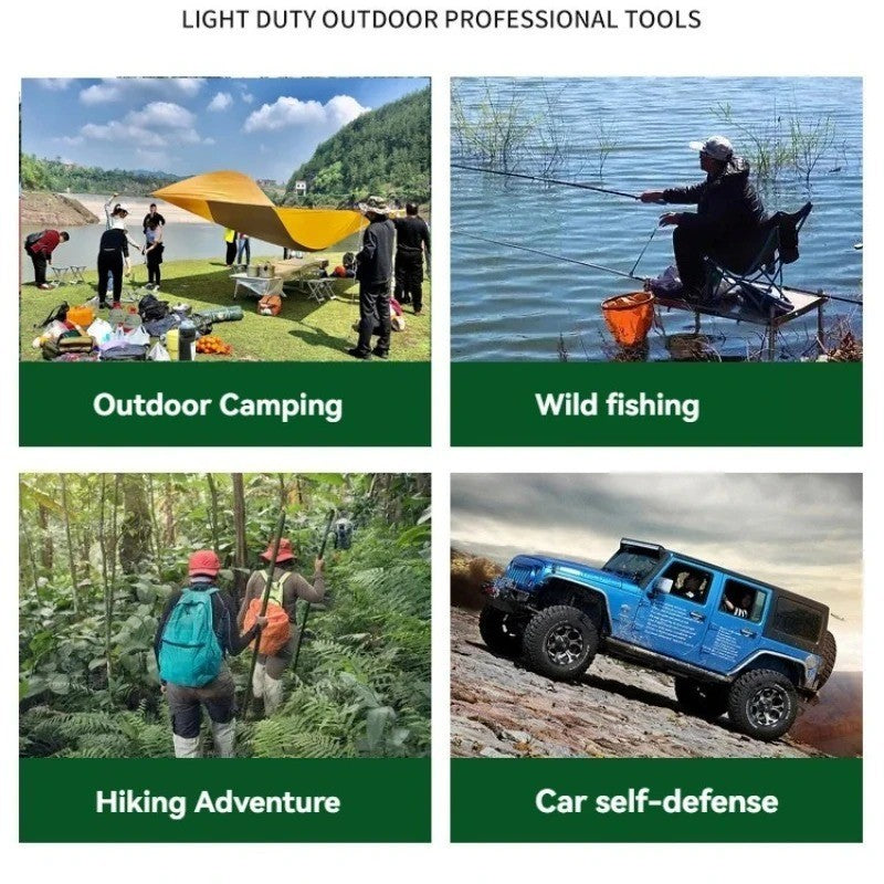 Tactical Survival 6-In-1 Multi-Tool Shovel for Camping, Hiking, Garden Use