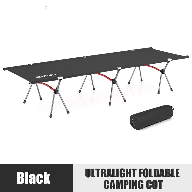 WESTTUNE Camping Cot Portable Folding Bed Ultralight Aluminum Alloy Sleeping Cot for Outdoor Hiking Backpacking Travel