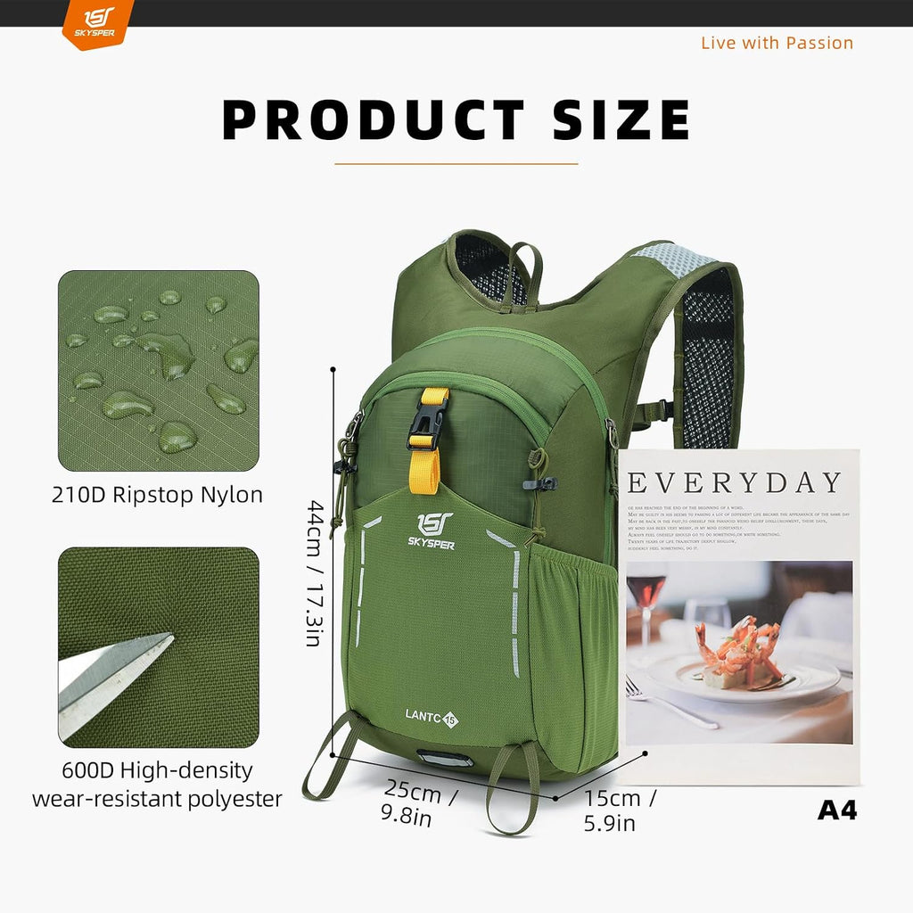 Small Hiking Backpack - 15L Travel Daypack Lightweight Bag Water Resistant Hiking Backpacks for Women Men