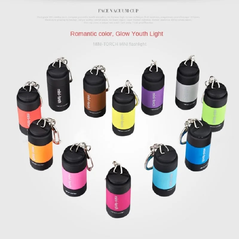 LED Micro Pocket Flashlight Portable USB Rechargeable Keychain Flashlight Waterproof Home Outdoor Hiking Camping Flashlight