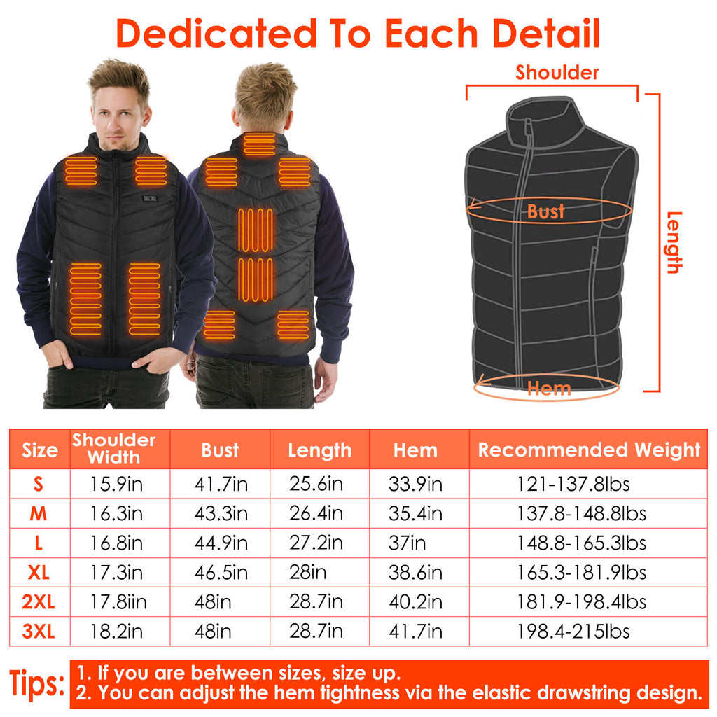 Heated Jacket Vest Mobile Battery Pack Electric Heating Coat for Skiing Hiking