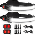 LED Headlamp USB Rechargeable 1000Lumen 230° Wide-Beam LED Headlight with Red Taillight, Super Bright Headband Light, Waterproof Headlamps for Camping,Hiking, Hard Hat Headlamp Pack of 2