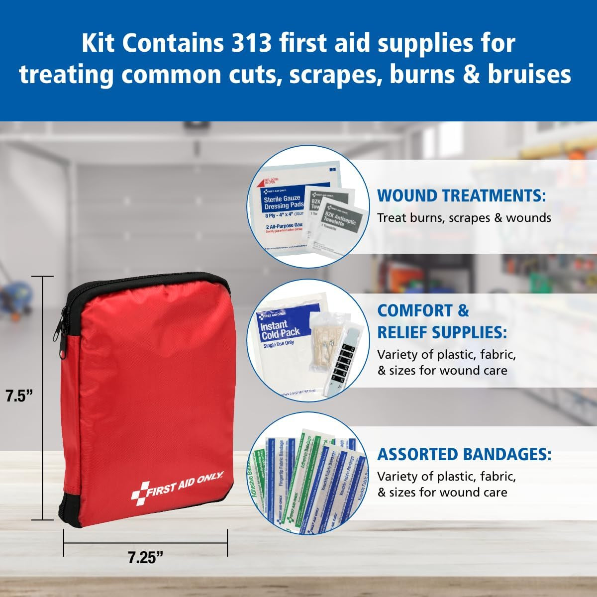 313 Piece Home & Go Emergency First Aid Kit (91081)