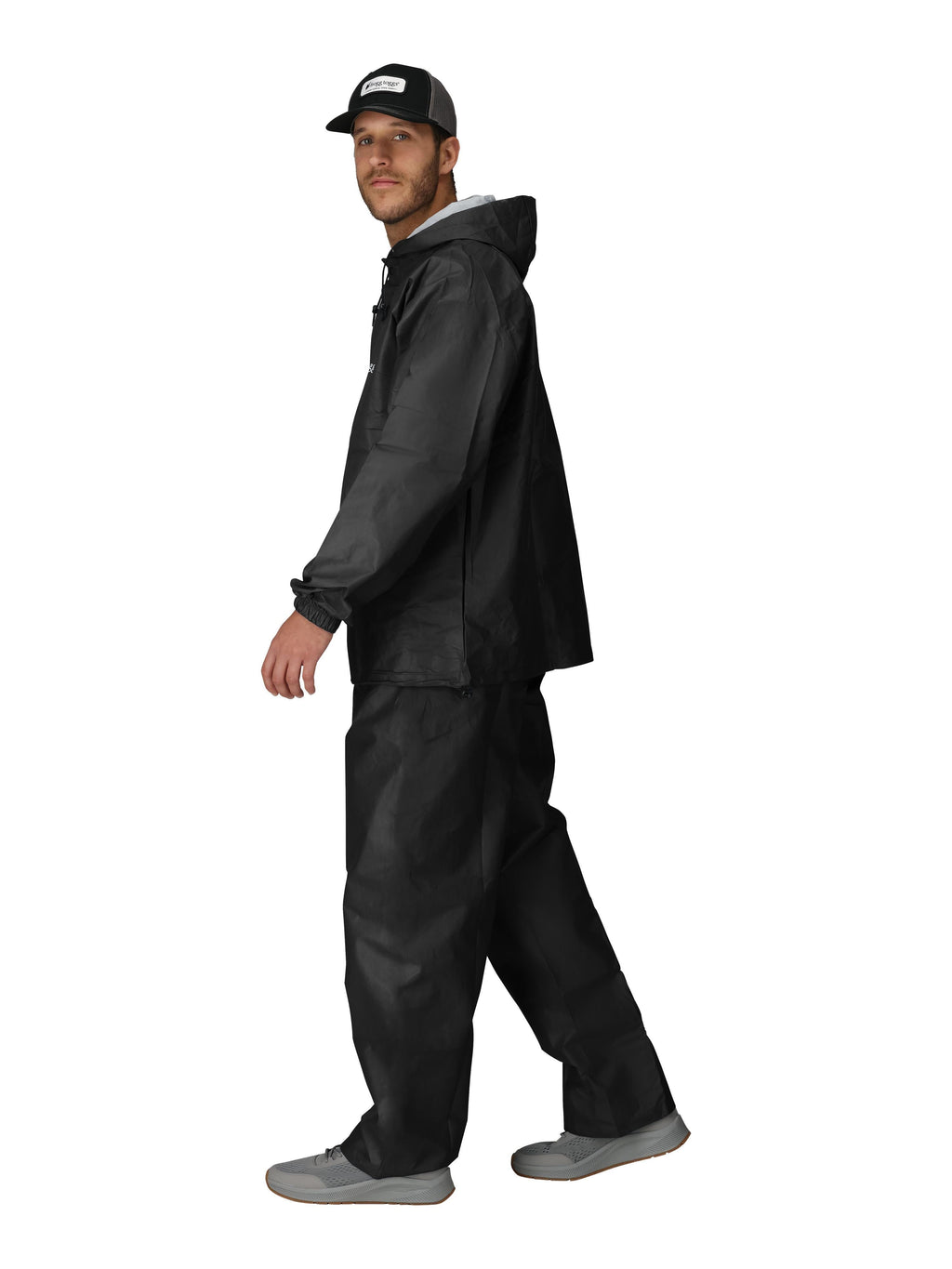 2-Piece Pro Lite Rain Suit with Pockets, Waterproof Rain Gear for Men, Black, Size XL/2X