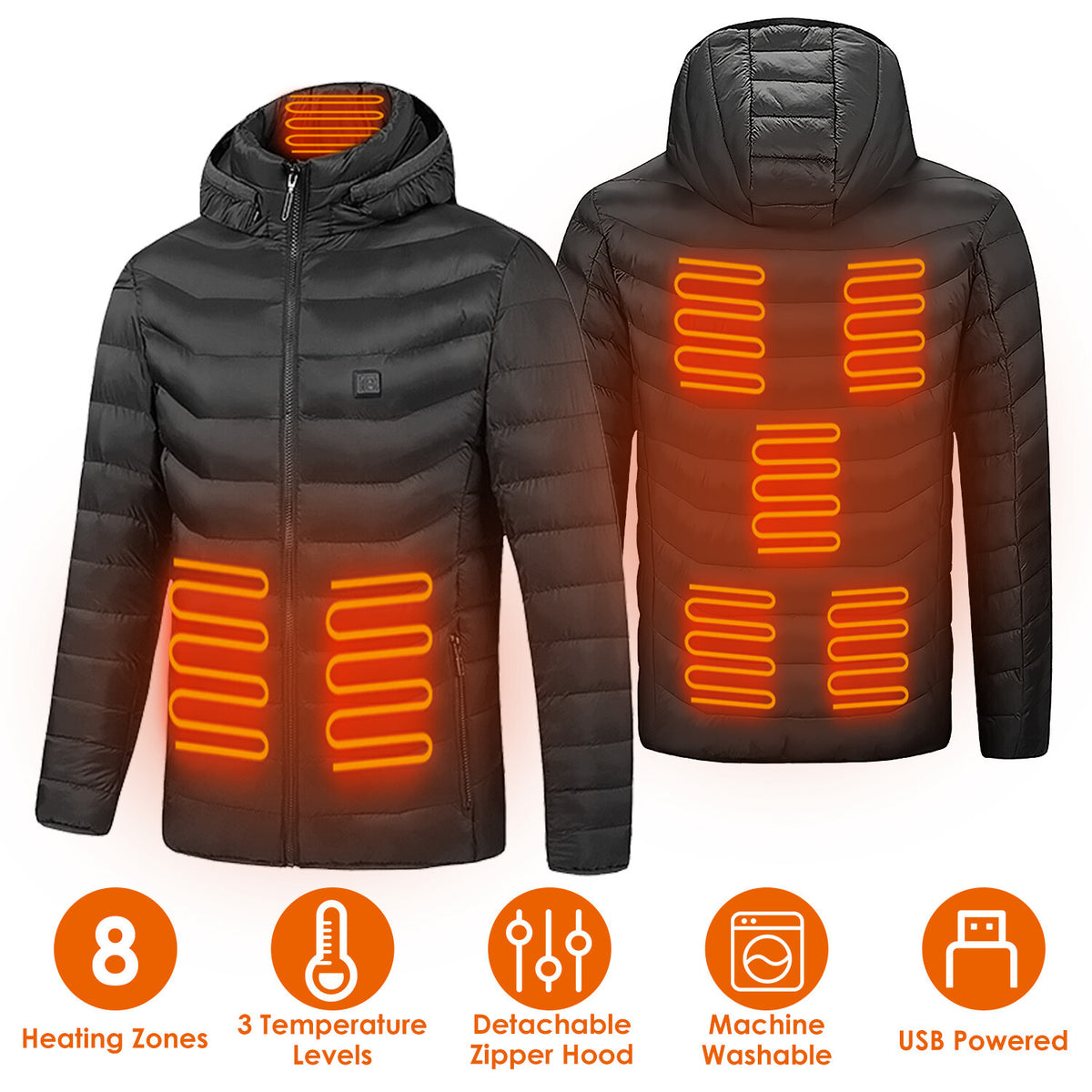 Heated Jacket Vest Mobile Battery Pack Electric Heating Coat for Skiing Hiking