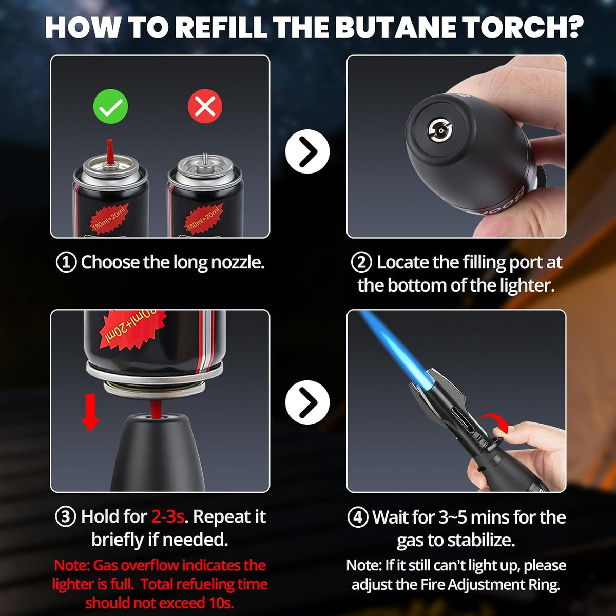 Refillable Butane Torch Lighter for Camping and Outdoor Use