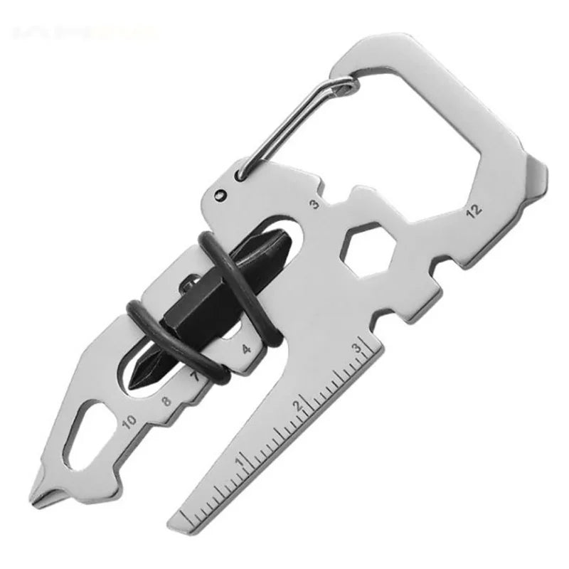 Multifunctional Stainless Steel Carabiner Keychain,Bottle Opener Multi-Tool Card,Portable Outdoor Tool for Camping Climbing EDC