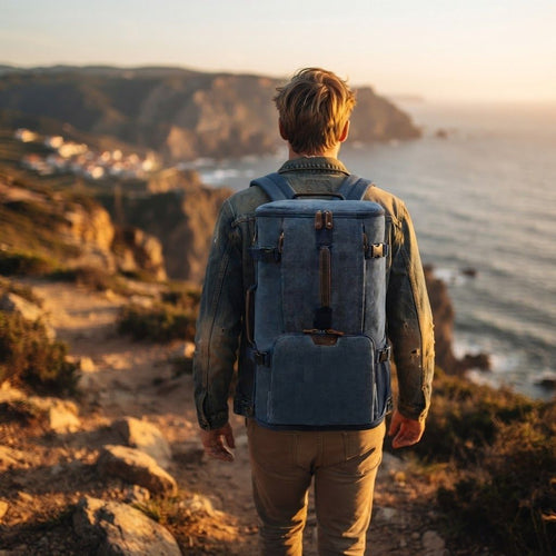 40L Canvas Travel Backpack – Blue