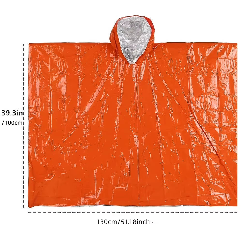 LIFE Poncho Emergency Survival Rain Poncho Thermal Survival Space Blanket Raincoat Heat Reflective Waterproof for Camping Hiking