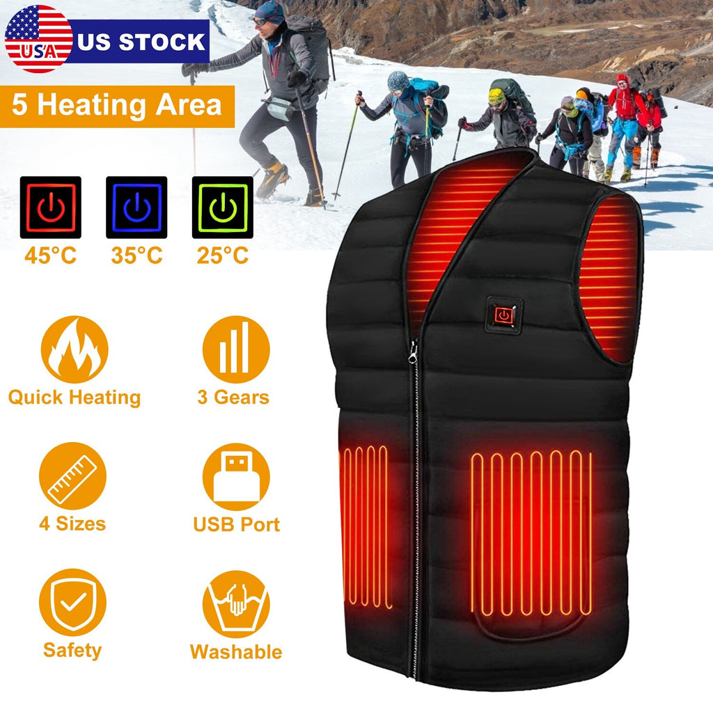Heated Jacket Vest Mobile Battery Pack Electric Heating Coat for Skiing Hiking
