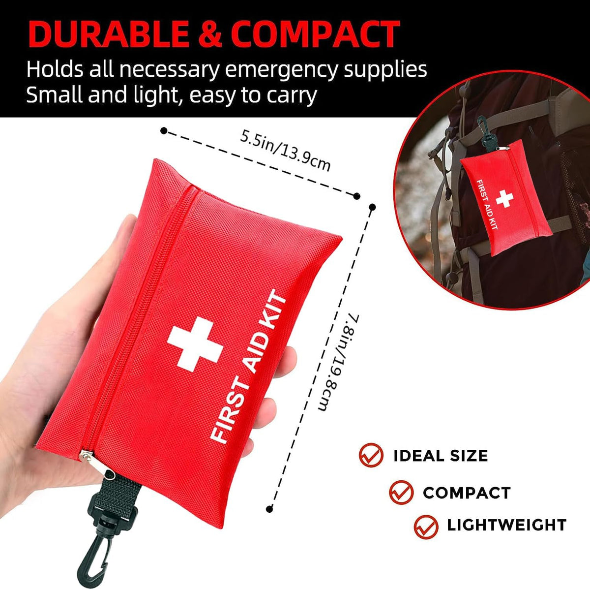 Small First Aid Kit -98 Piece First Aid Kit, Small Travel First Aid Kit Treat and Protect Most Injuries,Mini First Aid Kit Ready for Emergency at Home, Outdoors, Car, Camping, Workplace, Hiking.