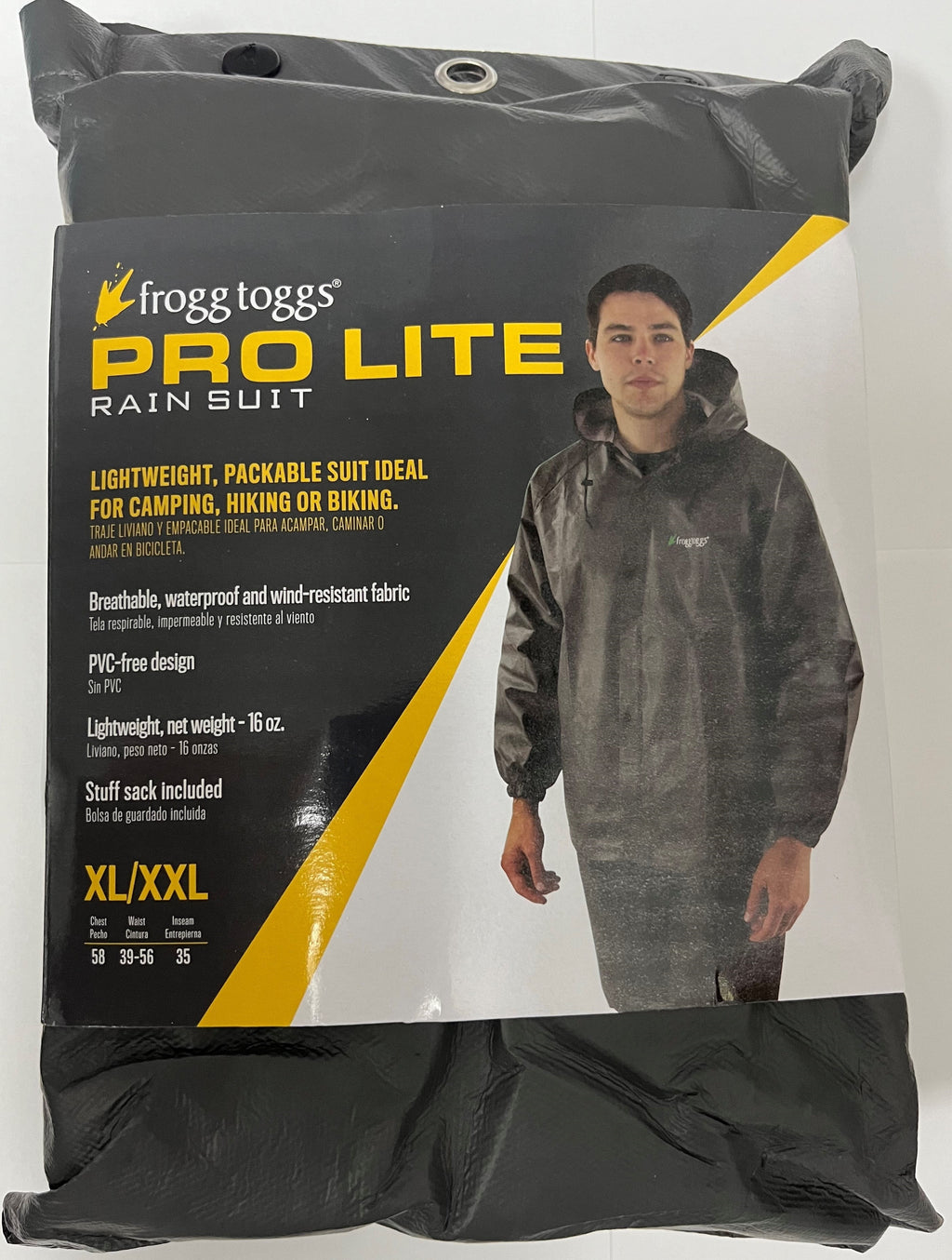 2-Piece Pro Lite Rain Suit with Pockets, Waterproof Rain Gear for Men, Black, Size XL/2X