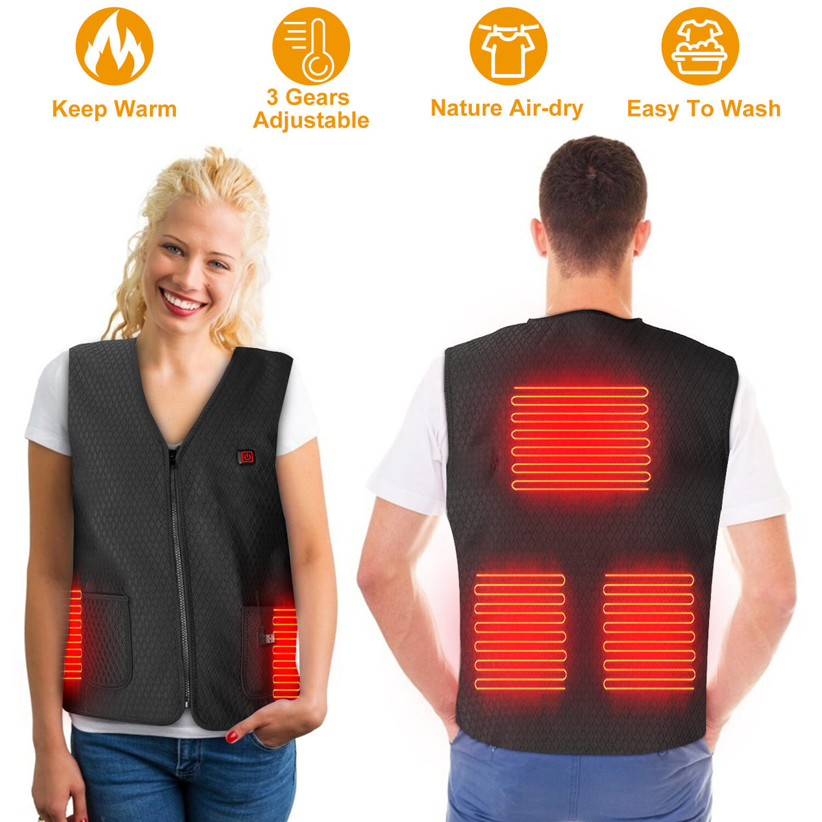 Heated Jacket Vest Mobile Battery Pack Electric Heating Coat for Skiing Hiking