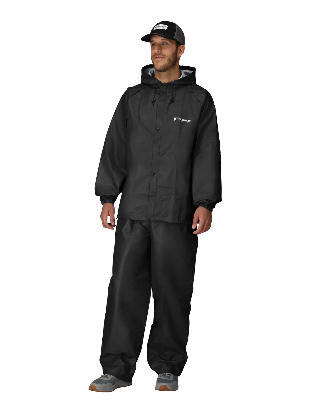 2-Piece Pro Lite Rain Suit with Pockets, Waterproof Rain Gear for Men, Black, Size XL/2X