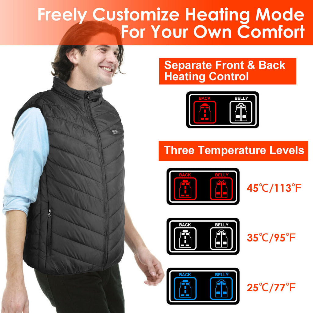 Heated Jacket Vest Mobile Battery Pack Electric Heating Coat for Skiing Hiking