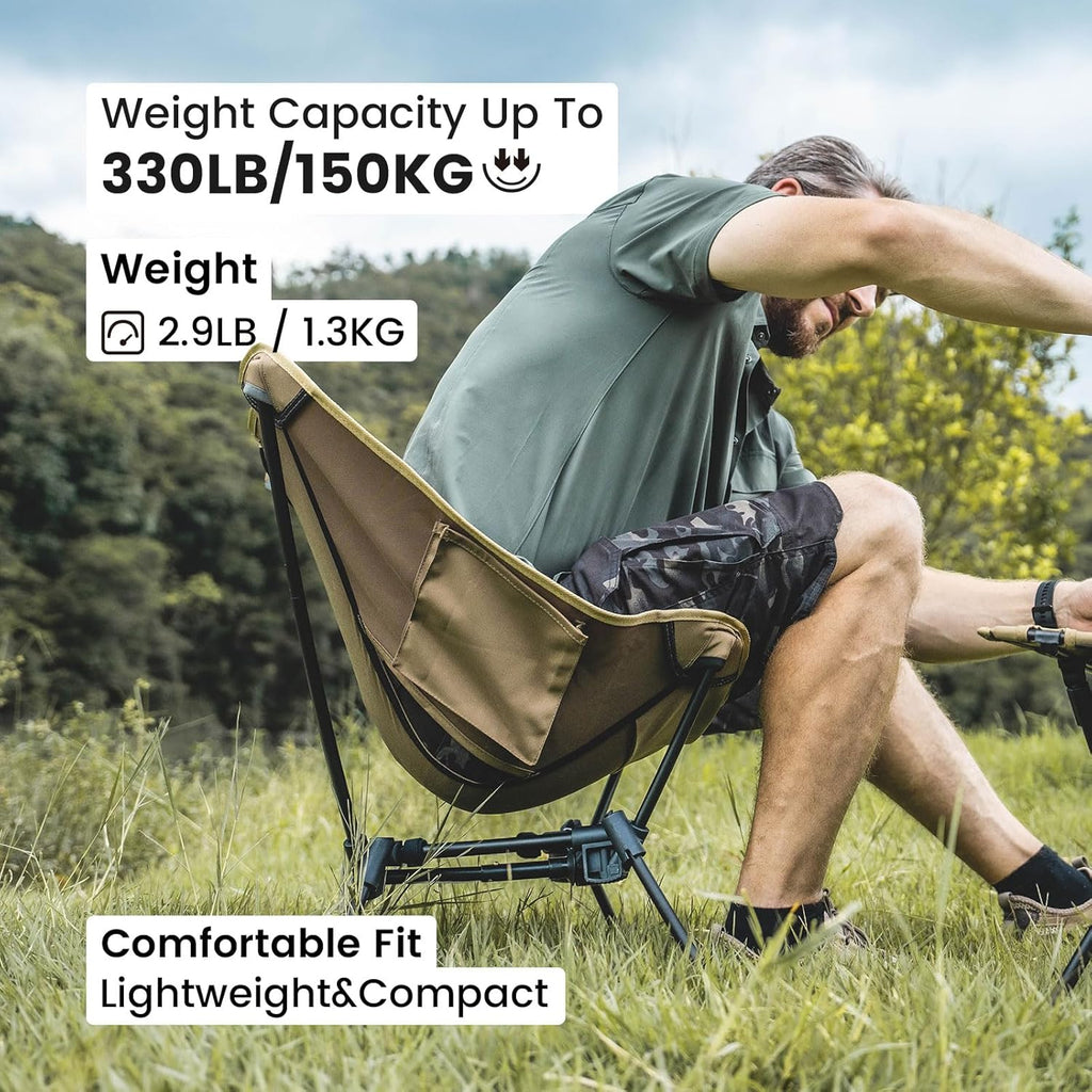 Tigerblade Camping Chair, Lightweight Folding Backpacking Hiking Chair, Compact Portable 330 Lbs Capacity