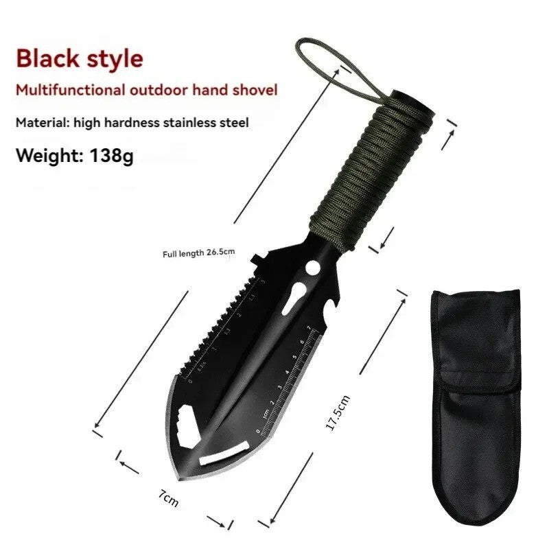 Tactical Survival 6-In-1 Multi-Tool Shovel for Camping, Hiking, Garden Use