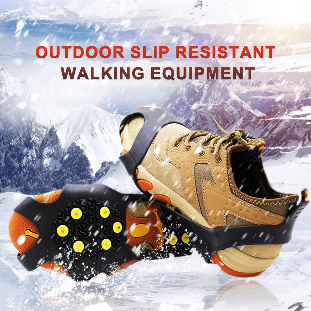 Outdoor Snow Claw Shoe Covers for Men and Women 10 Teeth Rock Climbing Crampons Non-Slip Climbing Cleats Hiking Accessories