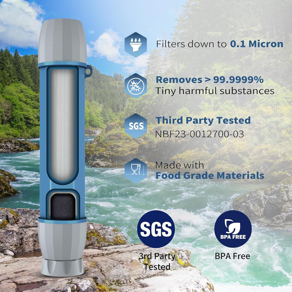 Emergency Water Filter Straw for Survival, Camping & Hiking, 4 Pack