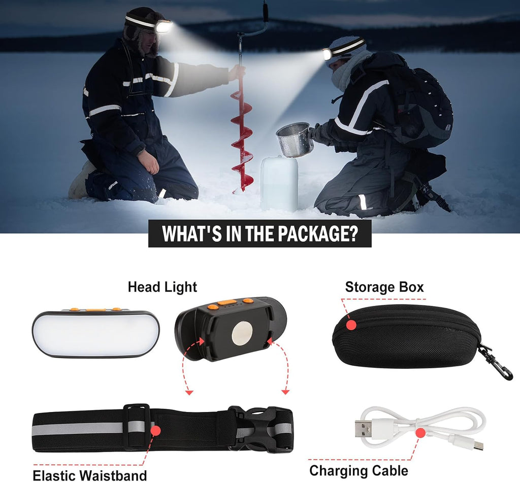 Running Light Rechargeable 500 Lumens 5 Modes Running Lights for Runners with Red Light, Used as a Chest/Waist Lamp, IPX5 Waterproof Reflective Headlamp Flashlight for Night Safety