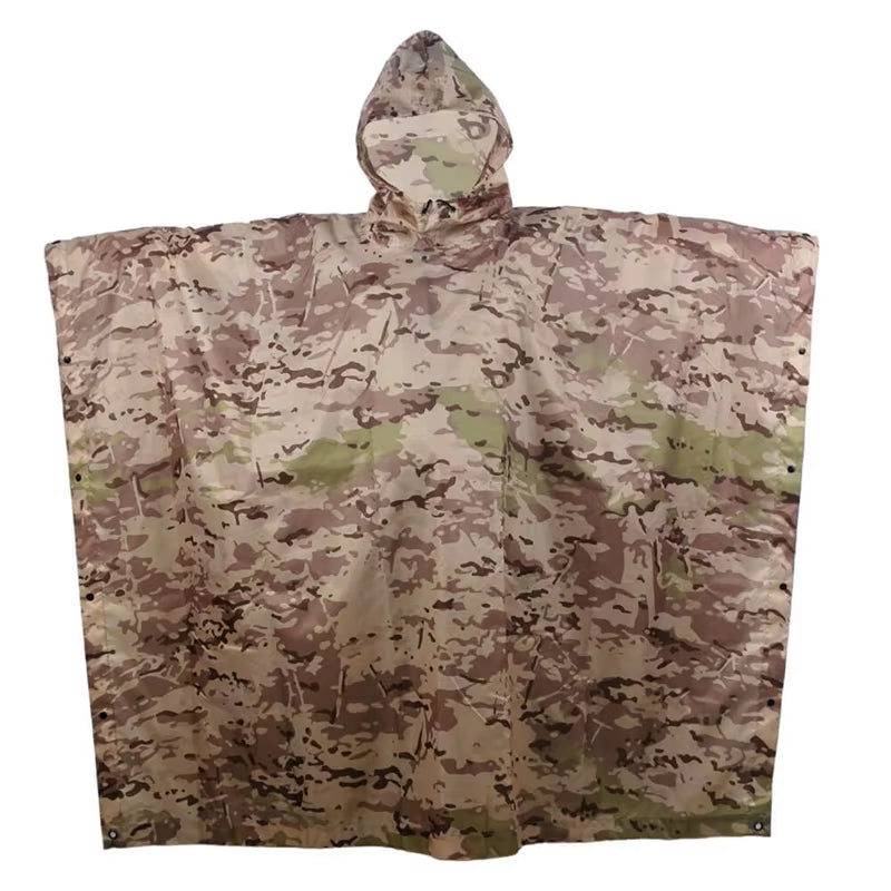 Camouflage Folding Raincoat for Hiking Portable Tactics Poncho Men Waterproof Tourism Packable Rain Jacket Cover Rainwear ﻿