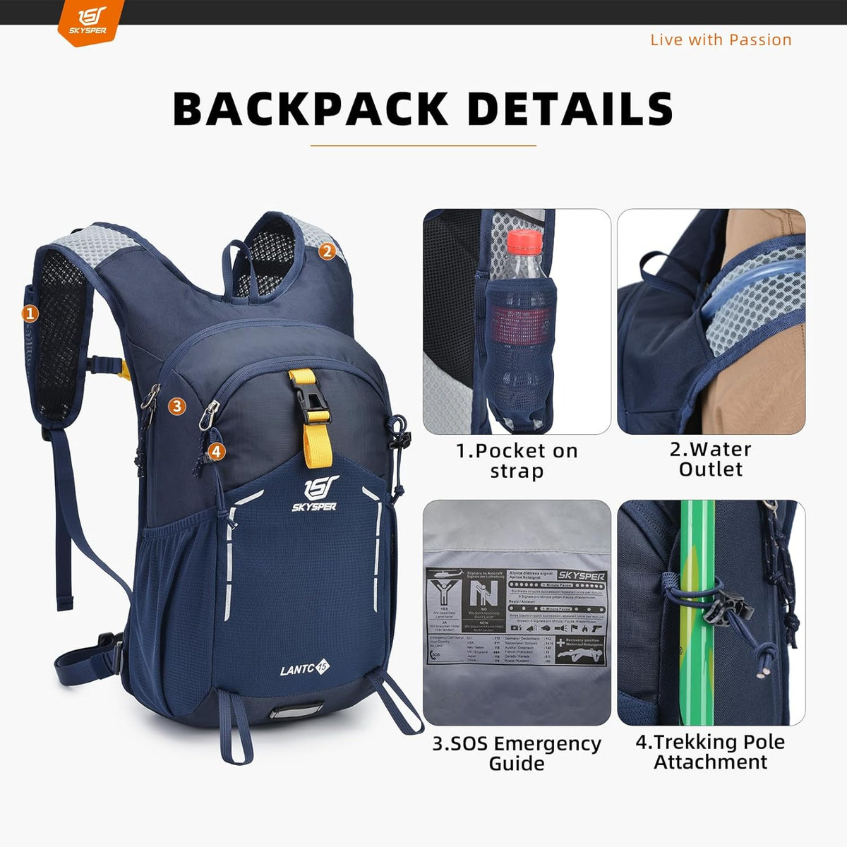 Small Hiking Backpack - 15L Travel Daypack Lightweight Bag Water Resistant Hiking Backpacks for Women Men
