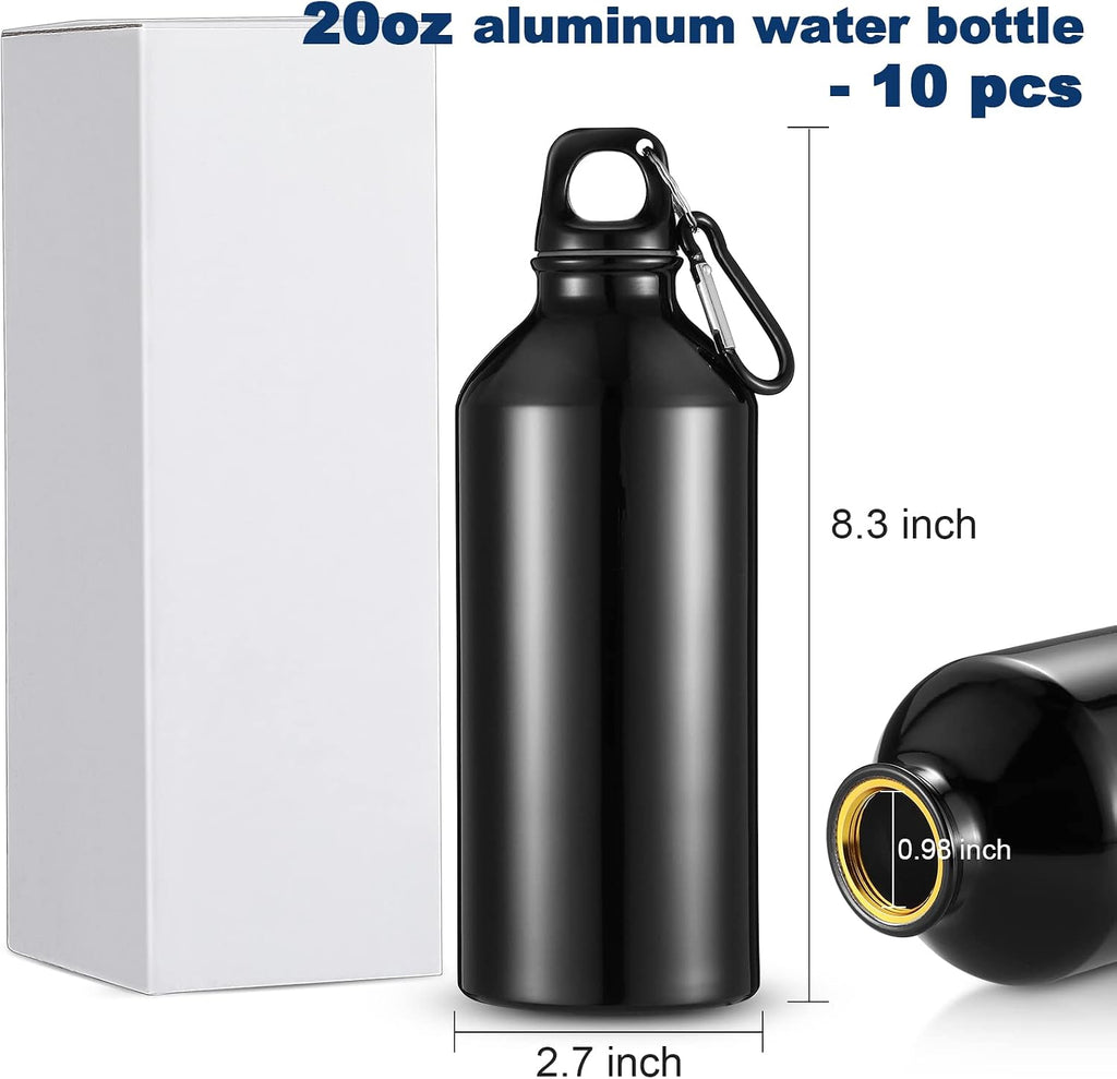 Aluminum Water Bottle 20 Oz Reusable Bottles Lightweight Leak Proof Aluminum Sports Travel Bottles with Twist Cap Buckle for Gym, Hiking, Cycling, Camping, Fishing