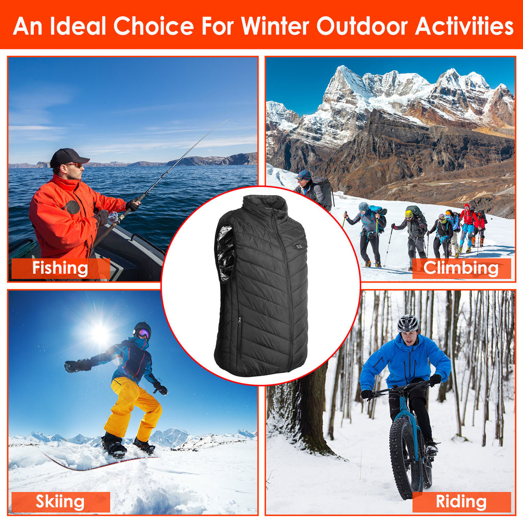 Heated Jacket Vest Mobile Battery Pack Electric Heating Coat for Skiing Hiking