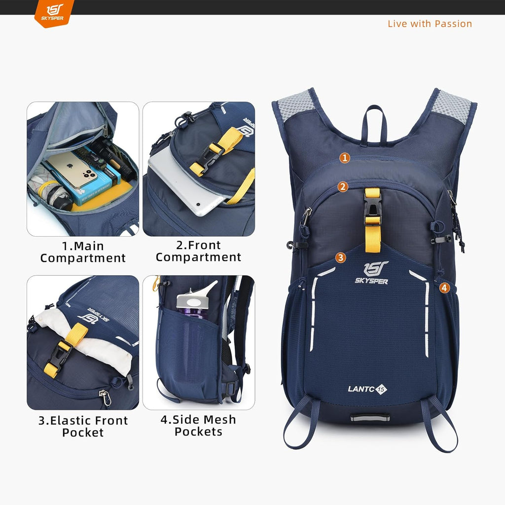 Small Hiking Backpack - 15L Travel Daypack Lightweight Bag Water Resistant Hiking Backpacks for Women Men