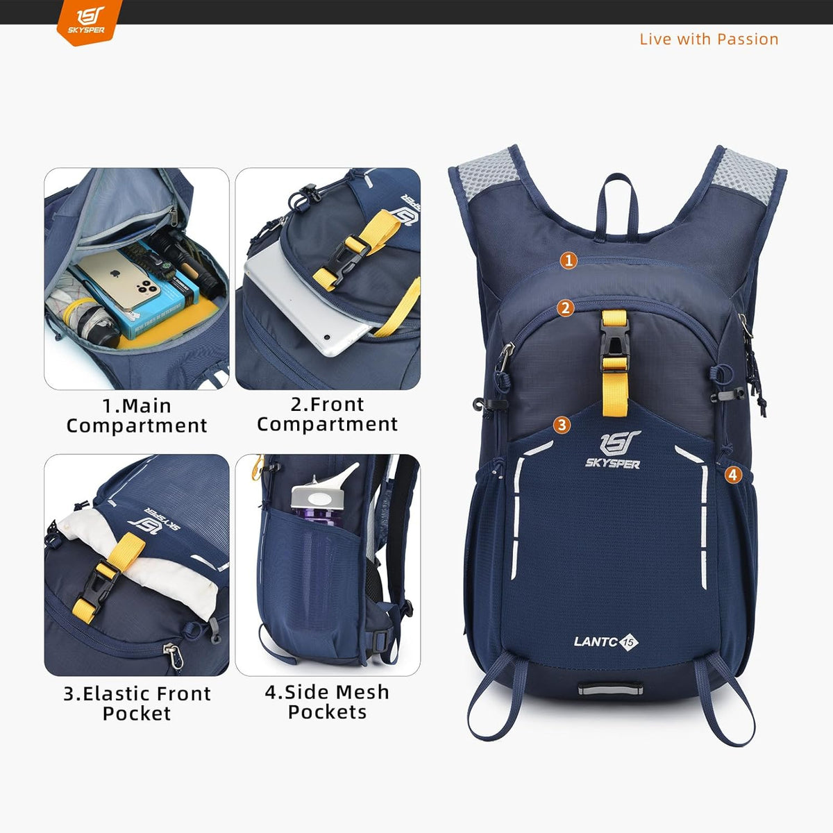 Small Hiking Backpack - 15L Travel Daypack Lightweight Bag Water Resistant Hiking Backpacks for Women Men