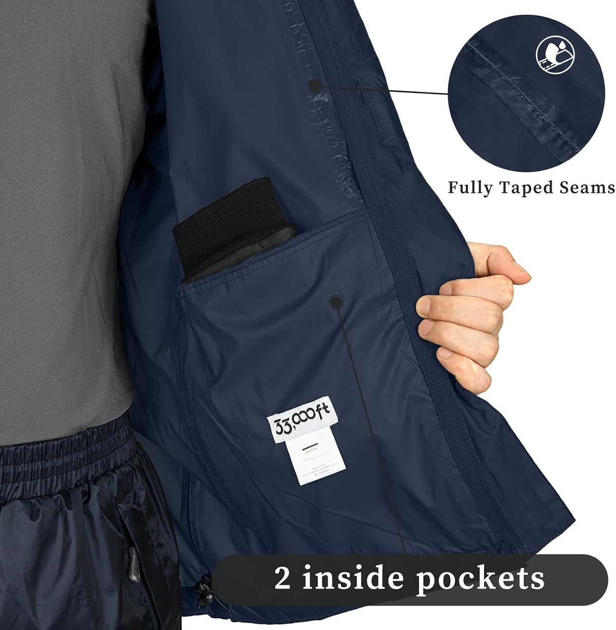 Men'S Packable Rain Jacket Lightweight Waterproof Golf Raincoat