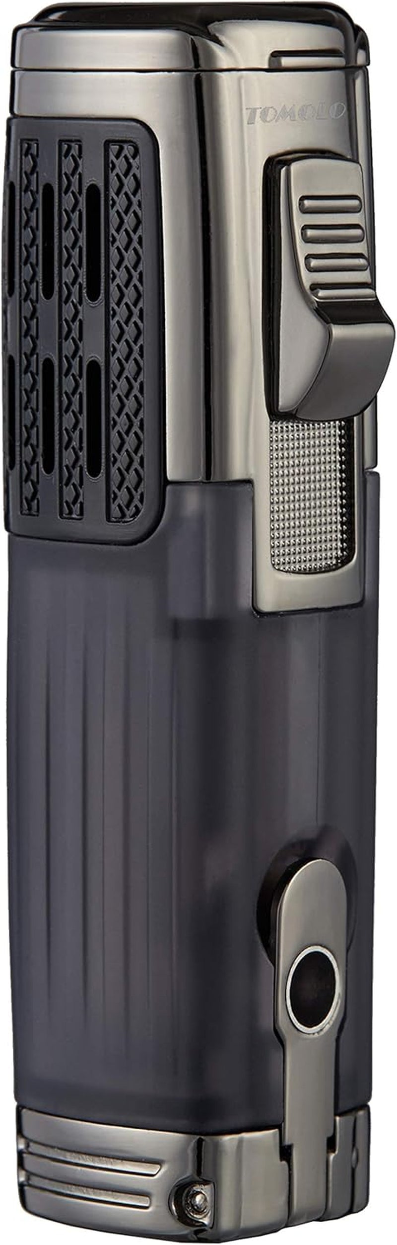 Cigar Lighter Triple Jet Flame Torch Lighter Refillable Butane Lighter with Cigar Punch, 2 Pack, Charcoal