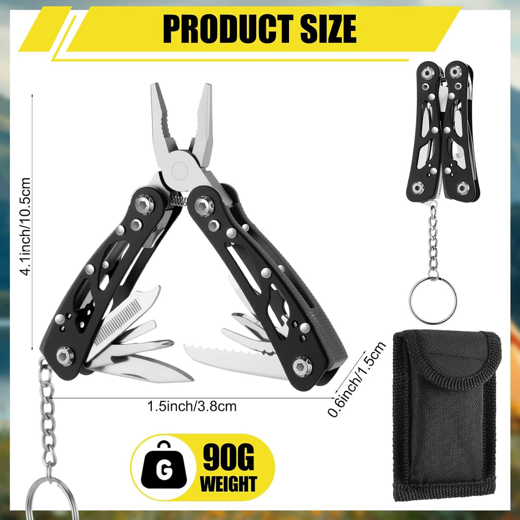 5 Sets Small Multitool Pliers Gift for Men, Stainless Steel Multi Tool with Oxford Cloth Cover, Pliers Foldable Bottle Opener Screwdriver Apply to Camping Dad Gifts (Black)