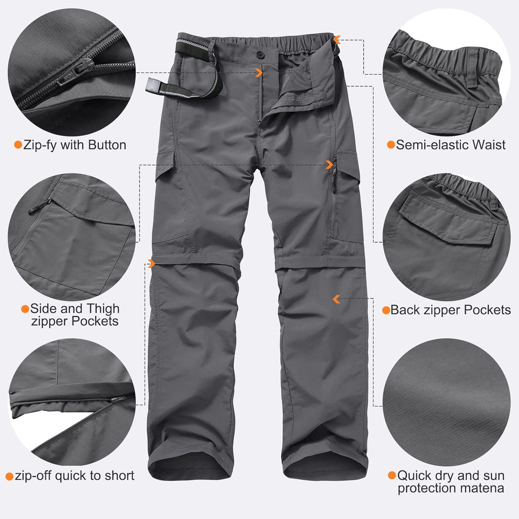 Boy Scout Pants Hiking Mens Convertible Zip off Safari Fishing