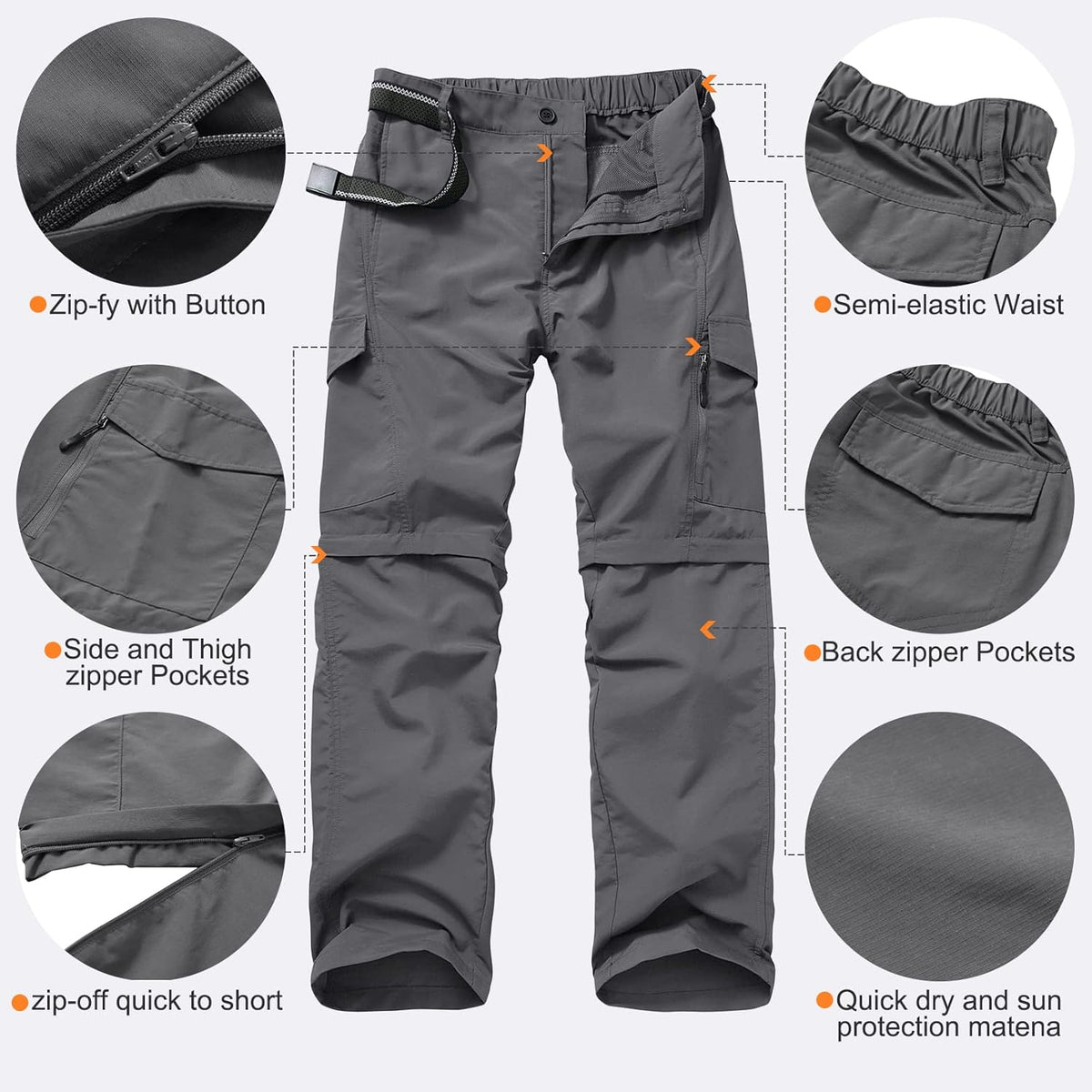 Boy Scout Pants Hiking Mens Convertible Zip off Safari Fishing