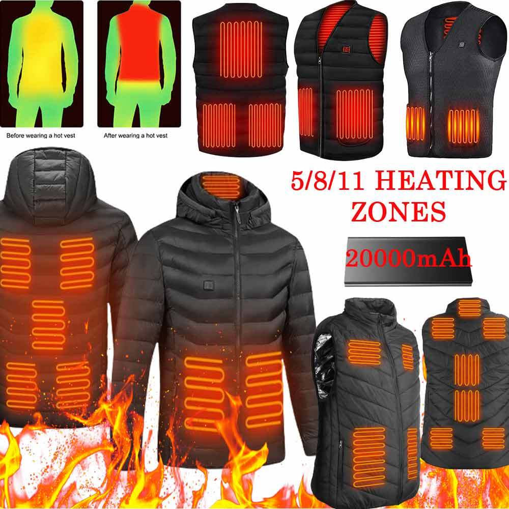 Heated Jacket Vest Mobile Battery Pack Electric Heating Coat for Skiing Hiking