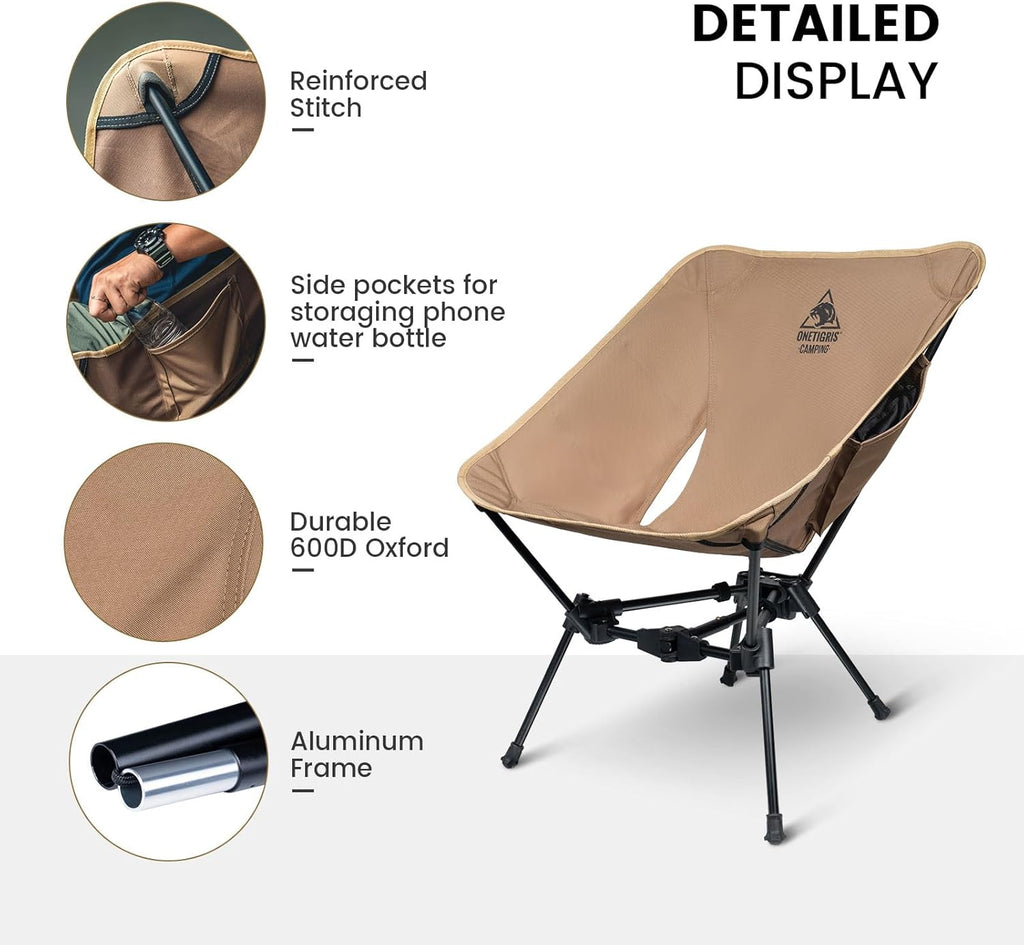 Tigerblade Camping Chair, Lightweight Folding Backpacking Hiking Chair, Compact Portable 330 Lbs Capacity